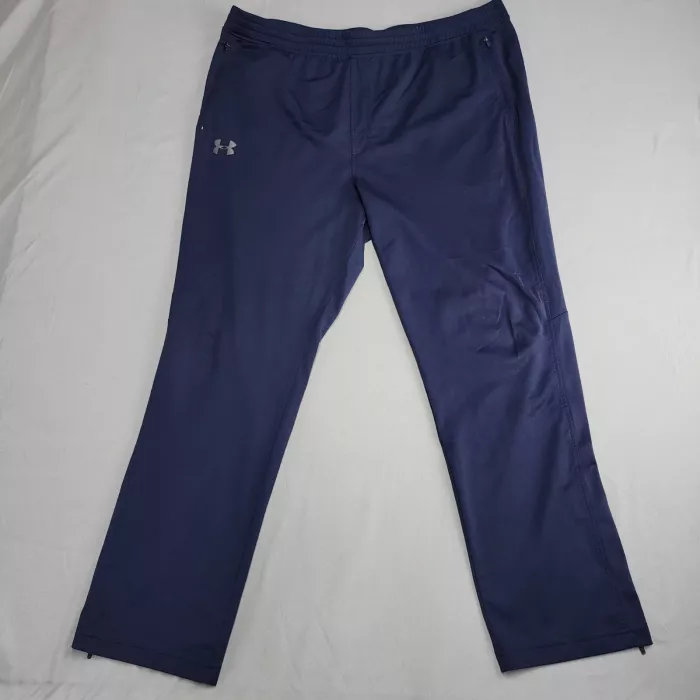 Under Armour Men's 3XL Loose Fit Track Pants Navy Blue Zip Ankles Activewear - Front