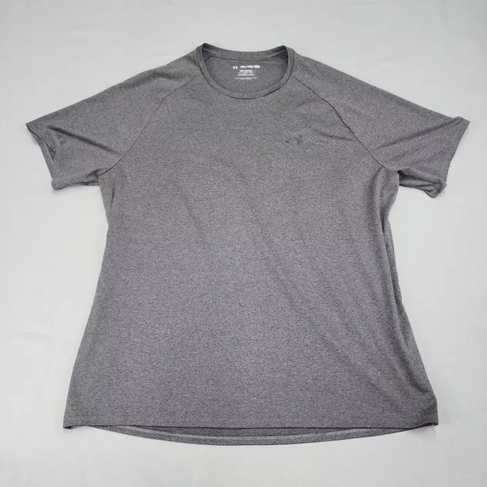 Under Armour Mens 2XL Gray Heather Tech Shirt Short Sleeve Moisture Wicking Crew - Front