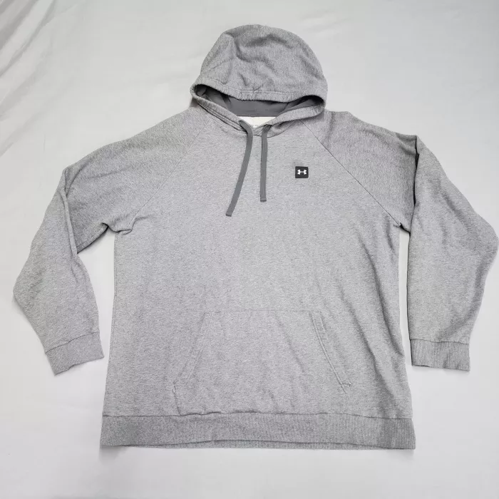 Under Armour Mens 3XLT Gray Fleece Pullover Hoodie Big Tall Activewear Logo - Front
