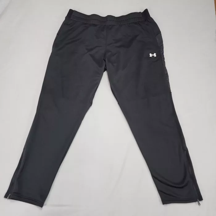 Under Armour Mens 3XLT Track Pants Black Loose Fit Ankle Zip Athletic - Front