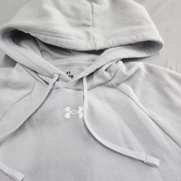 Under Armour Mens Medium Light Gray Pullover Hoodie Sweatshirt Fleece Logo - Main