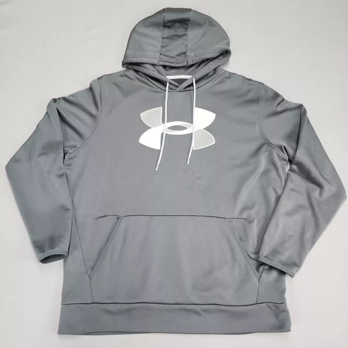 Under Armour Mens XL Gray Pullover Hoodie ColdGear Loose Fit Fleece Sweatshirt - Front