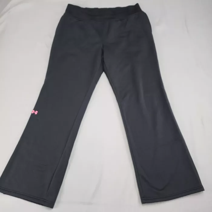 Under Armour Women's XL Black Fleece Lined Sweatpants Pink Ribbon Activewear - Front