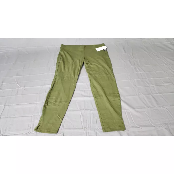 Utopia by HUE Women's Plus 2X Leggings Army Green Ankle Slit Stretch Knit - Front