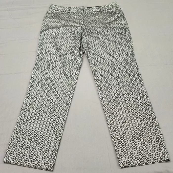 Valerie Stevens Womens 12 Dress Pants Black White Geometric Stretch Mid Rise - Front