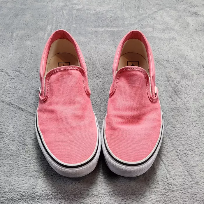 Vans Classic Slip-On Sneakers Women's Pink Canvas Skate Shoes Low Top Casual - Front