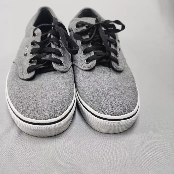 Vans Men's 10.5 Gray Heathered Canvas Low Top Skate Shoes Sneakers Waffle Sole - Front