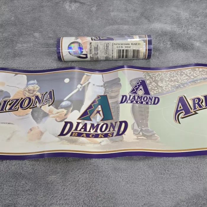 Village Arizona Diamondbacks MLB Border Purple Teal Prepasted New Sealed - Main