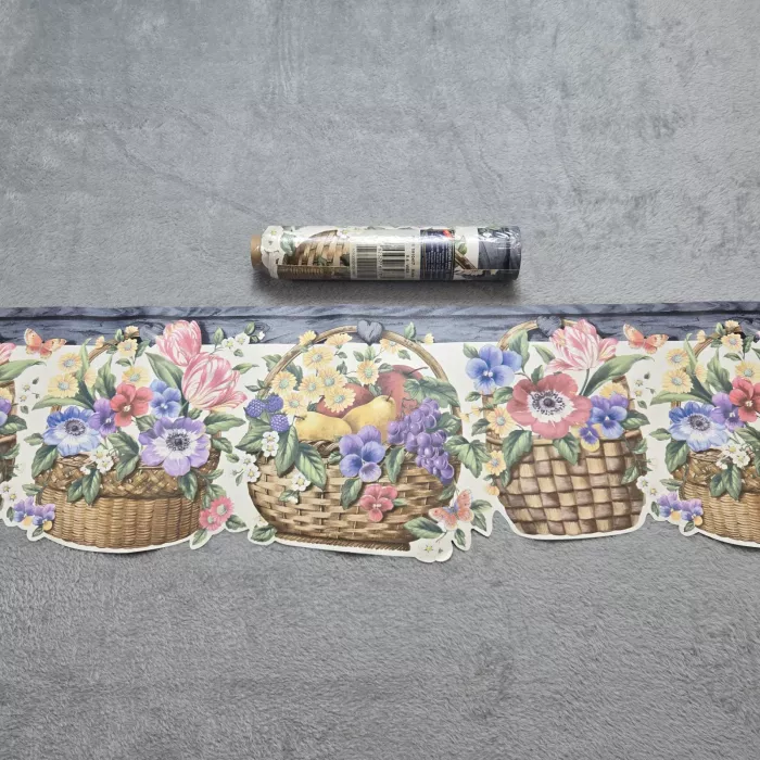 Village Country Floral Fruit Wallpaper Border Prepasted Vinyl New Sealed - Main
