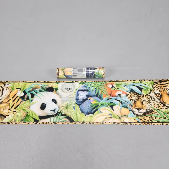 Village Jungle Safari Wallpaper Border Prepasted Vinyl Multicolor New Sealed - Main