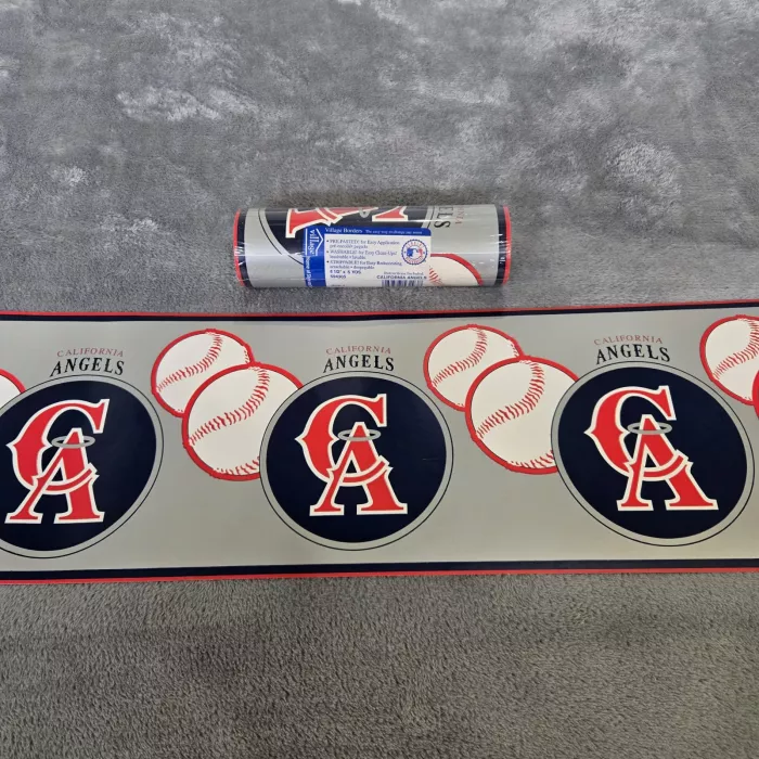 Village MLB California Angels Blue Red Wallpaper Border Prepasted New Sealed - Main