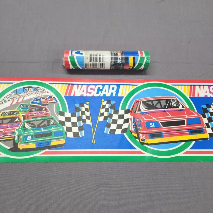 Village NASCAR Racing Cars Multicolor Wallpaper Border New Sealed Prepasted - Main