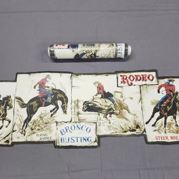 Village Western Rodeo Scenic Multicolor Wallpaper Border Prepasted Vinyl New - Main