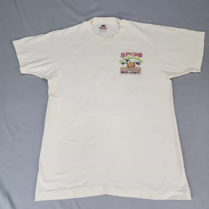 Vintage 1986 Spuds MacKenzie Bud Light Beach Patrol T-Shirt Mens L White USA - Main