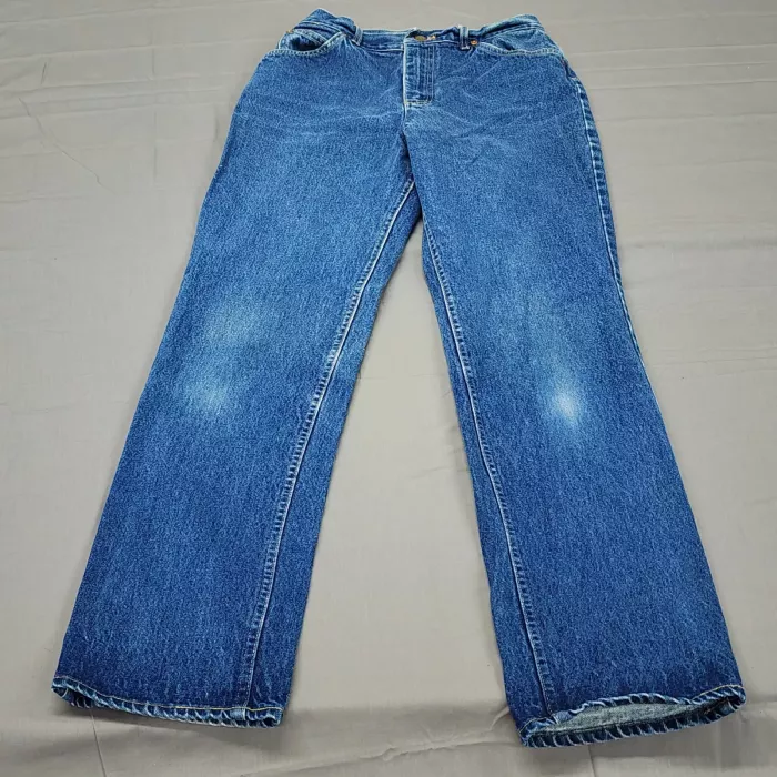 Vintage Lee High Rise Straight Jeans Womens Tag 12 Actual 26x32 Blue USA Made - Front