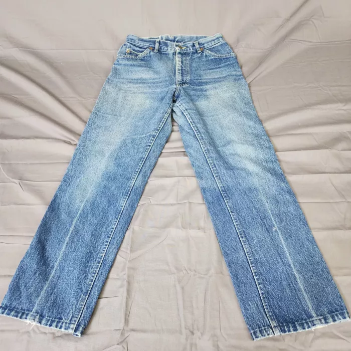 Vintage Lee Jeans Womens 13 Petite High Rise Straight Blue Cotton Denim USA - Front