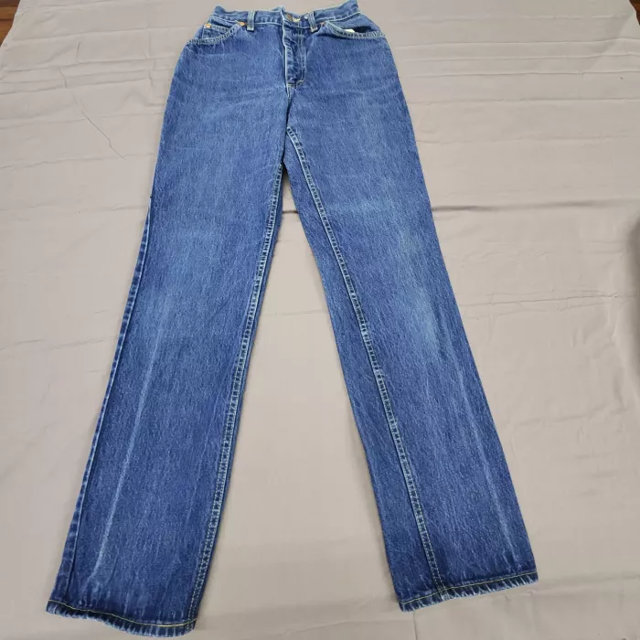 Vintage Lee Jeans Womens Size 12 W25 L32 High Rise Straight Blue Made in USA - Front