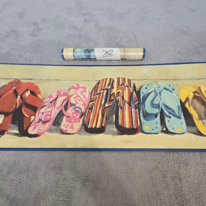 Wallquest CS11151B Coastal Flip Flop Wallpaper Border Prepasted New Sealed - Main