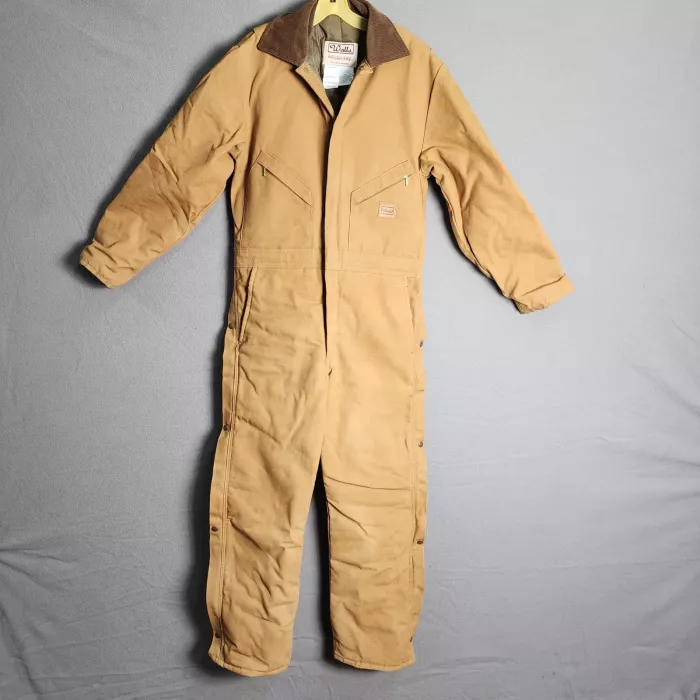 Walls Blizzard Pruf Insulated Coveralls Mens 40 Regular Brown Canvas Workwear - Front