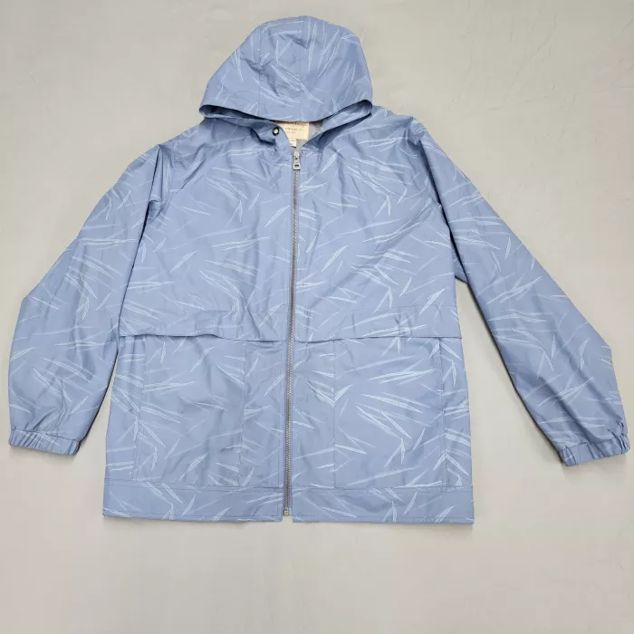 Weatherproof Vintage Women XXL Blue Abstract Hooded Rain Coat Windbreaker Jacket - Front