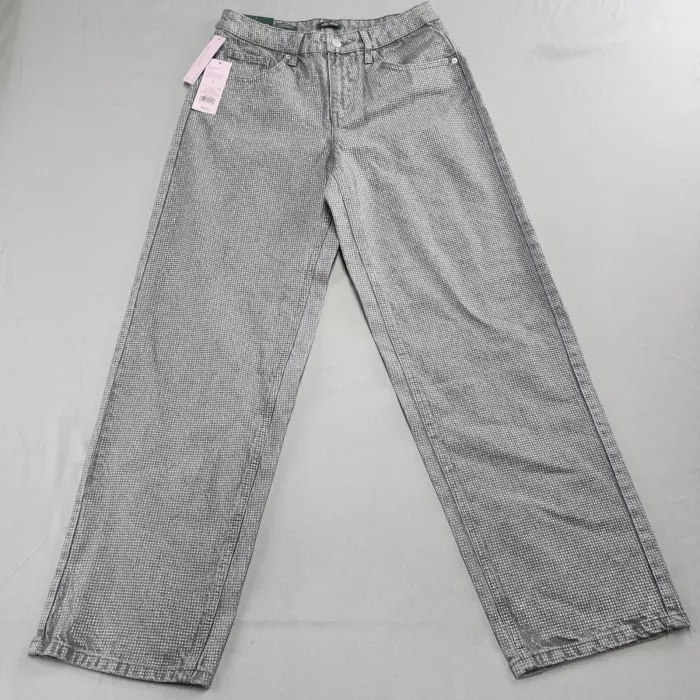 Wild Fable Womens Size 4 Metallic Gray 90s Relaxed Straight Mid Rise Jeans - Front