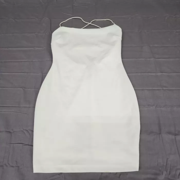 Windsor Women's S White Bodycon Mini Dress Rhinestone Open Back Sleeveless - Front