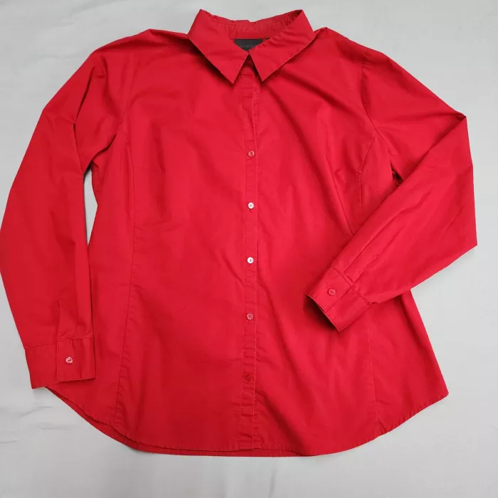 Worthington Womens Size 18 Red Button Up Shirt Long Sleeve Stretch Cotton Blend - Front