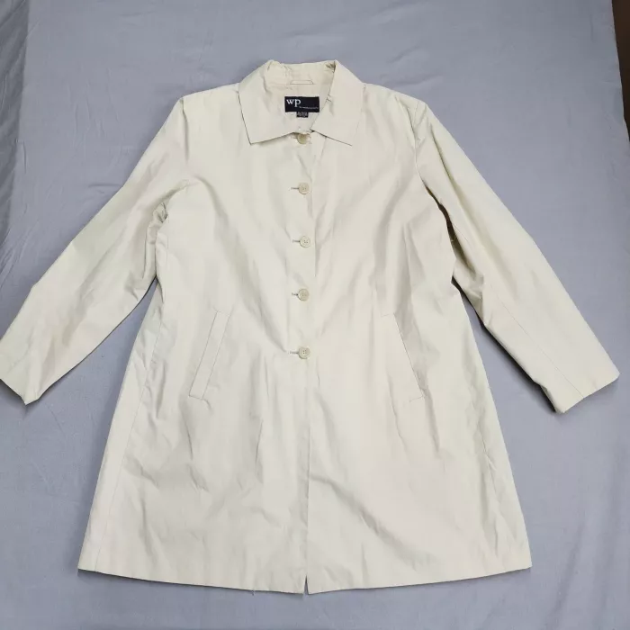WP by Weatherproof Womens Beige Mac Trench Coat Jacket Size XL Button Pockets - Front