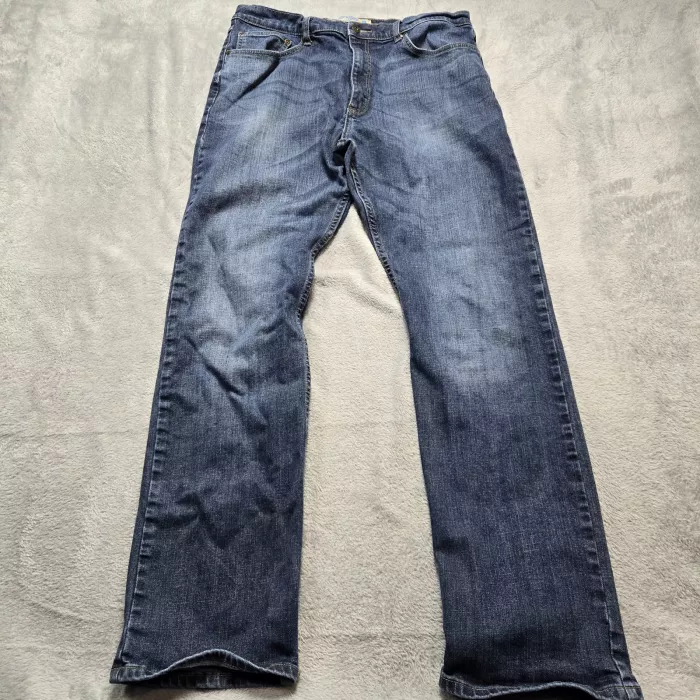Wrangler Flex Jeans Mens 36x33 Blue Straight Leg Stretch Denim Tag 36x34 - Front