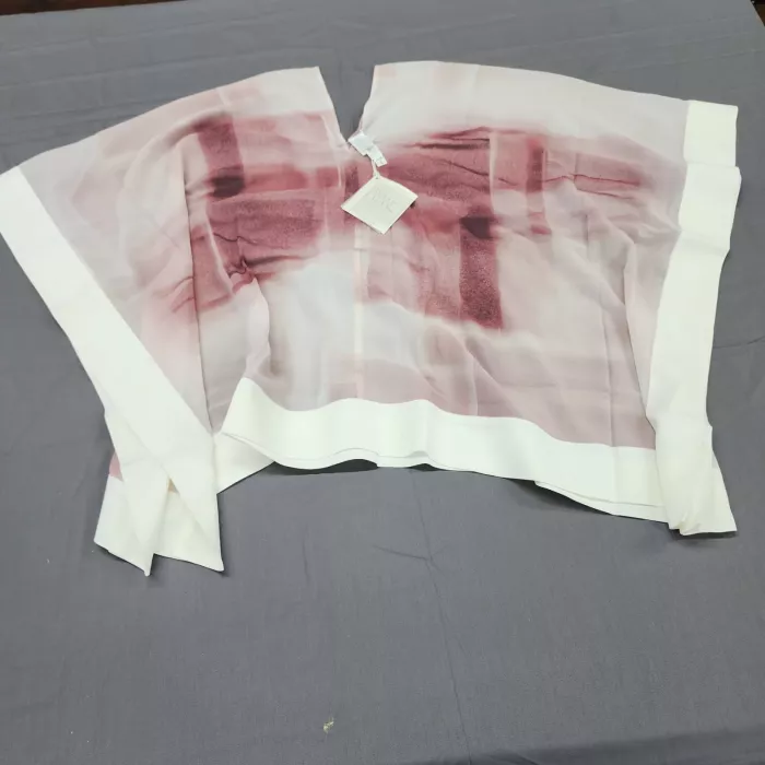 Wynne Layers NWT Plus 2X/3X Pink Abstract Sheer Chiffon Poncho Topper Blouse - Front