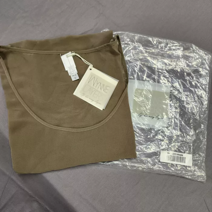 Wynne Layers Womens 3X Plus Tank Top Olive Green Crepe Scoop Neck Sleeveless - Main