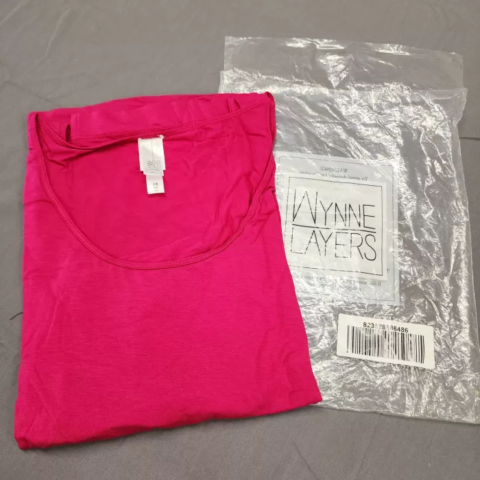 Wynne Layers Womens Plus 3X Fuchsia Pink Scoop Neck Tank Top Stretch Knit - Main