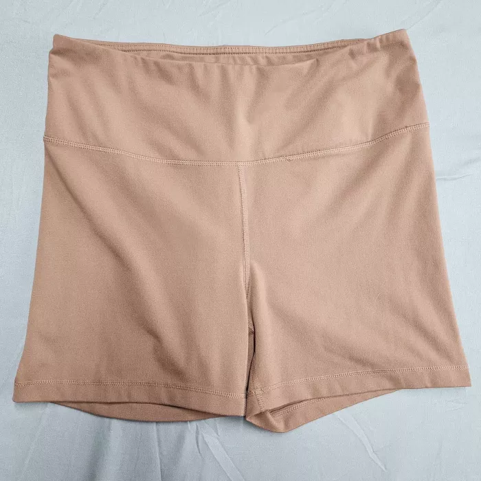 Yogalicious Lux Women's 2XL Brown High Rise Biker Shorts Stretch Active - Front