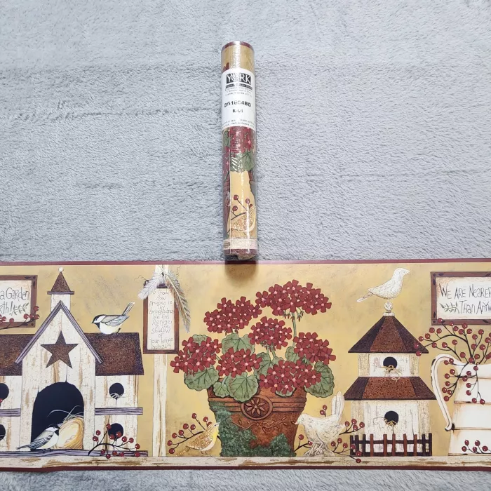 York Birdhouse Floral Multicolor Wallpaper Border Prepasted New Sealed - Main