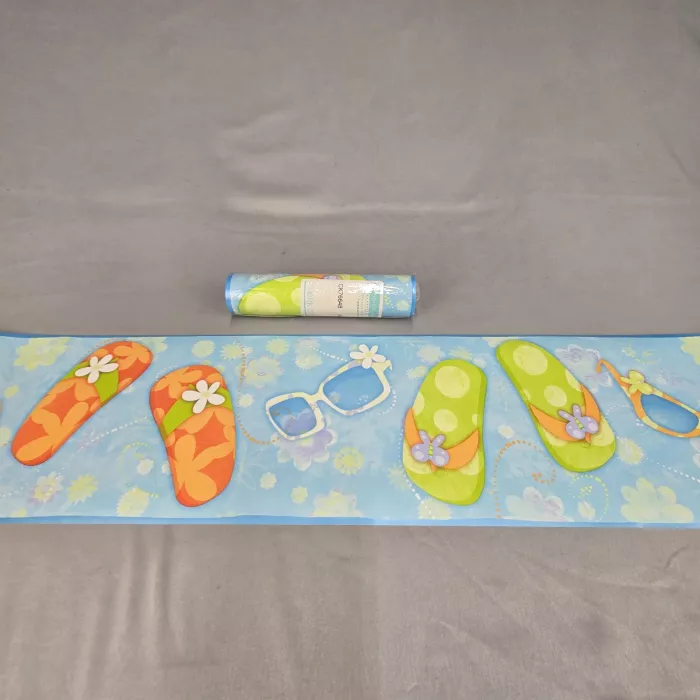 York Candice Olson Beach Flip Flops Blue Border Prepasted CK7664B New Sealed - Main