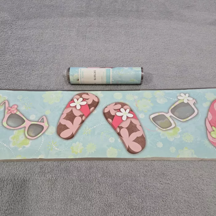 York Candice Olson Beach Flip Flops Blue Wallpaper Border Prepasted New - Main