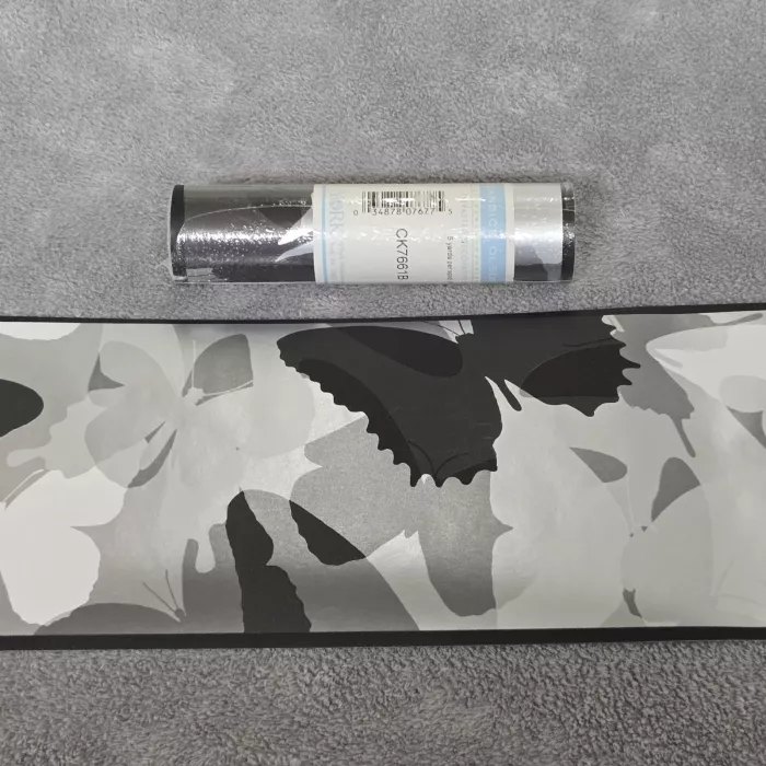 York Candice Olson Butterfly Black Grey Wallpaper Border Prepasted Sealed - Main