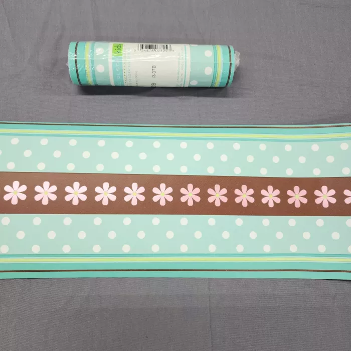 York Candice Olson Teal White Geometric Wallpaper Border Prepasted Vinyl New - Main