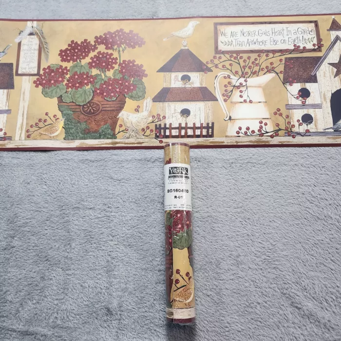 York Country Birdhouse Multicolor Wallpaper Border Prepasted New Sealed - Main