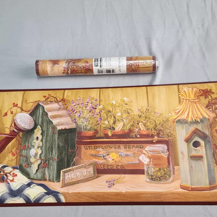 York Country Botanical Multicolor Wallpaper Border Prepasted New Sealed - Main