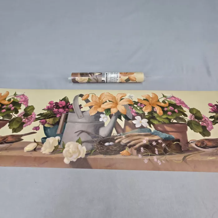 York Country Gardening Floral Multicolor Wallpaper Border Prepasted New - Main