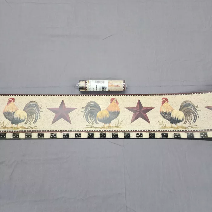 York Country Rooster Barn Star Wallpaper Border Prepasted Cream HK4653BD New - Main