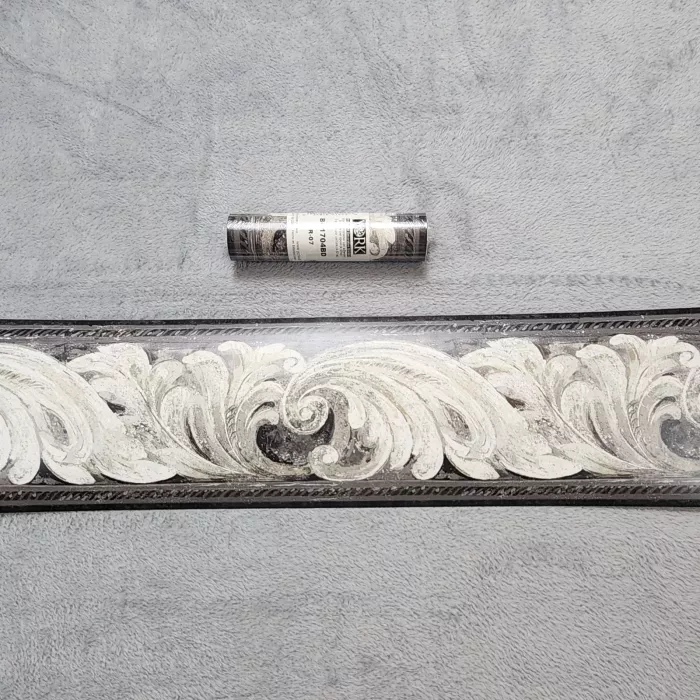 York Damask Black Cream Gray Wallpaper Border Prepasted New Sealed BG1704BD - Main