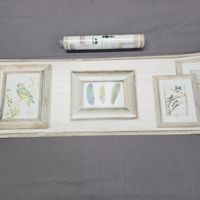 York Farmhouse Bird Feather Wallpaper Border Prepasted Sure Strip New Sealed - Main