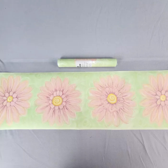 York Floral Cottage Pink Green Wallpaper Border Prepasted New - Main