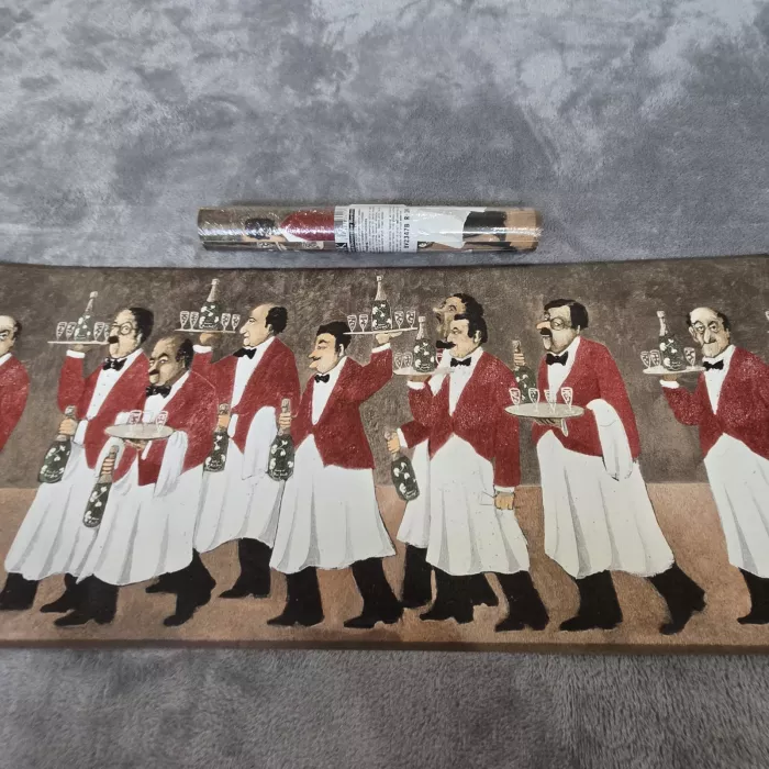 York French Waiters Champagne Wallpaper Border Multicolor Prepasted Vinyl New - Main
