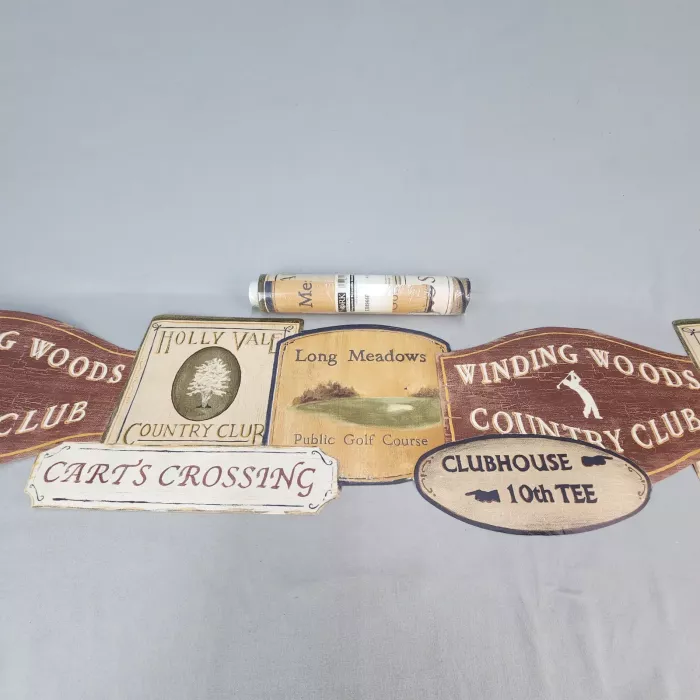 York Golf Country Club Green Brown Wallpaper Border Prepasted Vinyl New - Main