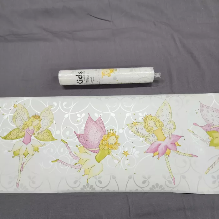 York Kids Fairy Metallic Silver Scroll Wallpaper Border Prepasted JE3548B New - Main