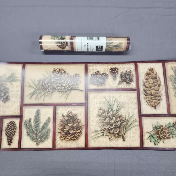 York Pinecone Lodge Wallpaper Border Prepasted Sure Strip New Sealed - Main