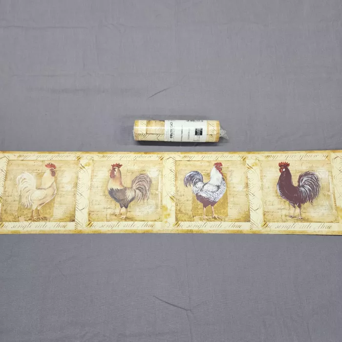 York Sure Strip Rooster Farmhouse Wallpaper Border Prepasted Multicolor Sealed - Main